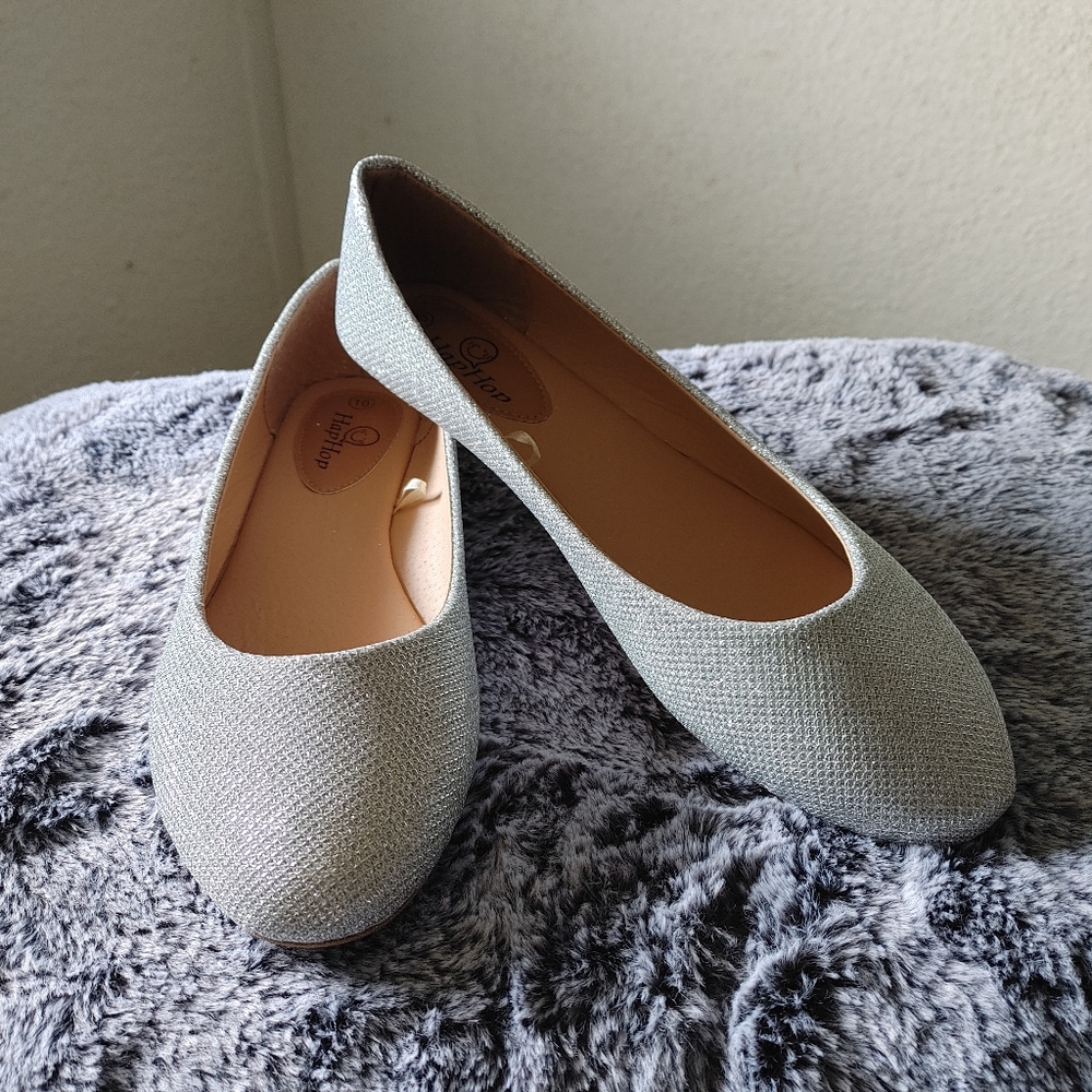 HapHop Silver Glitter Flats